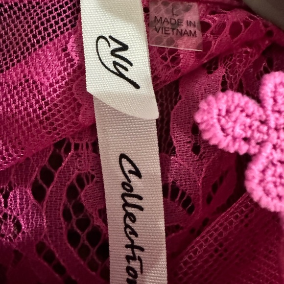 NY Collection Vibrant Pink Lace Sleeveless Blouse Size Large EUC - Picture 6 of 7